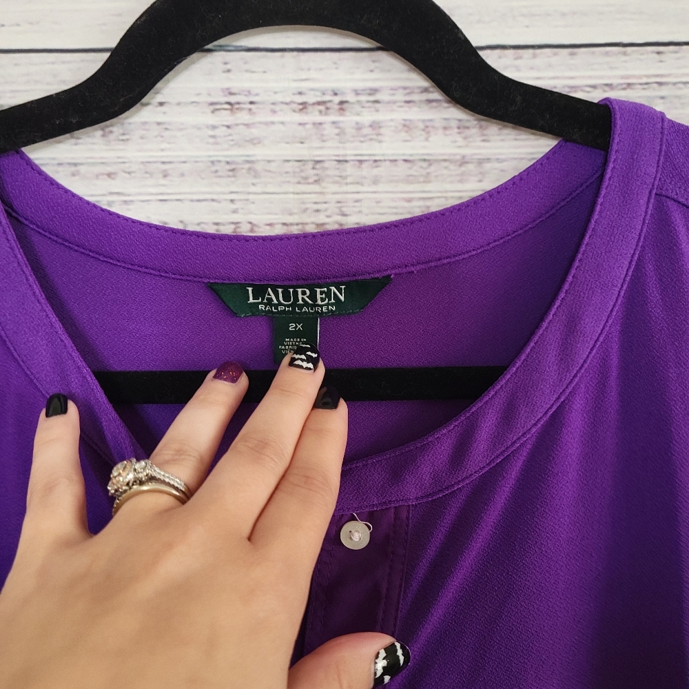Lauren Ralph Lauren 2X Purple Tunic Length Top - Picture 2 of 5